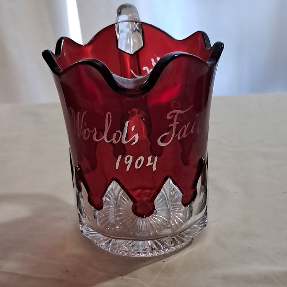 Accents | Vintage Worlds Fair 194 Red Glass Vase | Poshmark